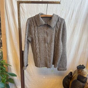 Vintage 70s zip up wool knit sweater